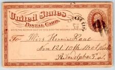 1879 EGG HARBOR CITY NJ U.S. POSTAL CARD MESSAGE IN GERMAN ANTIQUE POSTCARD picture