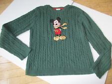 Vintage Disney Store Sweater Mens Green Mickey Mouse Cable Knit Largre picture