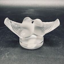 Lalique France Pair Love Bird Doves Frosted Crystal Glass Figurine Seal Signed picture