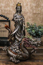 Ebros Large Avalokiteshvara Bodhisattva Kwan Yin Riding On Chinese Dragon Statue picture