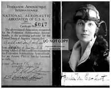 11X14 REPRINT PHOTO - AMELIA EARHART'S PILOT LICENSE FROM 1923 AVIATRIX (LG-196) picture