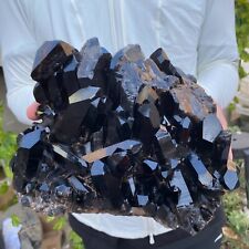 10.3lb Large Natural Black Smoky Quartz Crystal Cluster Rough Mineral Specimen picture
