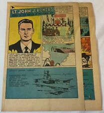 1943 four page cartoon story ~ LT JOHN J POWERS Hero Of Battle Of The Coral Sea picture