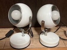 1970s Pair Of White Eyeball Table Lamps By Veneta Lumi. Made In Italy picture