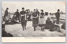 Vintage Postcard Bathing Scene at Rockaway Beach Queens, New York 1907 Boat picture