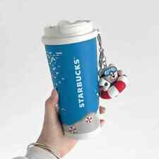US stock Starbucks China Summer 2024 Seaside Bear Keychain 16oz SS Tumbler Cup picture