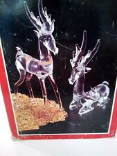 2 Deer Figurines, Clear - Decorative Deer Statues - Sitting Deer + Standing Deer picture