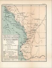1915 Antique Map * Franco German Linguistic Boundary in Alsace Lorraine picture
