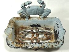 Vtg Distressed Cast Iron CRAB Footed Free-Standing Soap Dish Sponge Holder picture