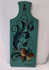 Norwegian Rosemaling Olive Green Wood Floral Decorative Wall Folk Art picture
