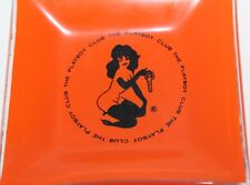 VTG 1960’s Playboy Bunny Club Orange Glass Square Key Ashtray Coin Dish Man cave picture