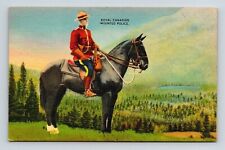 Royal Canadian Mounted Police Scenic Mountain Landscape Linen WOB Postcard picture