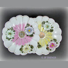 Beautiful Unique Asian Pink and Yellow Double Flower Relish Bowl picture