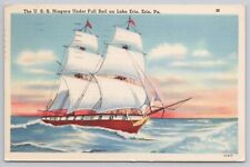 Postcard USS Niagara Under Full Sail on Lake Erie, Erie Pennsylvania Vintage picture