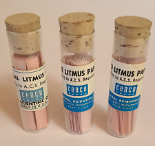 3 Vintage Litmus Test Paper Strips in Corked Glass Tubes - Red – Neutral - Blue picture