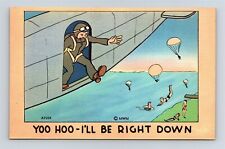 Postcard WW2 Era Military Humor Paratrooper Bikini Girls I'll Be Right Down AH1 picture