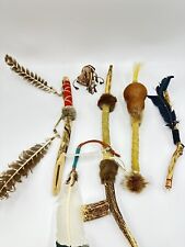 VINTAGE LOT, NATIVE AMERICAN DANCE STICKS AMERICAN INDIAN CEREMONIAL DANCE WAND picture