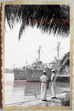 50s Vietnam SAIGON ARMY SAILOR NAVY WARSHIP ANTI AIRCRAFT GUN Vintage Photo 502 picture