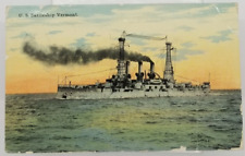 1913 US Battleship Vermont Military Sailing Panama to Cuba Postcard picture