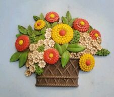 Syroco Vintage Homco Brown Wall Planter Flowers Bouquet Decor #7384 USA  1975 picture