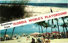 Vintage Postcard - Greetings From Florida Beach Themes Un-Posted 70s picture
