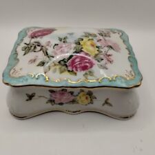 Vintage Hand Painted Porcelain Trinket/Jewelry Box  6”X5” picture