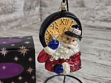 Retired Vintage Radko Christmas Ornament Santa & Clock Happy New Year 2002 picture