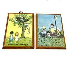 VTG LOT OF 2 FLAVIA BUZZA/CARDOZO WALL PLAQUES PICTURES RAFT & TREEHOUSE picture