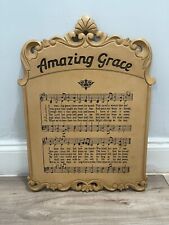 Vintage Amazing Grace Hymn John Newton Carved  Wood Plaque Cracker Barrel 14x20