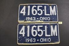 VINTAGE - 1963 OHIO LICENSE PLATE - 4165 LM  - *PAIR* (B33 picture