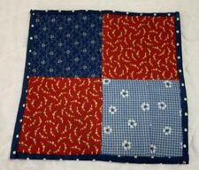 Vintage Antique Patchwork Quilt Table Topper, Four Patch, Early Calicos, Red picture