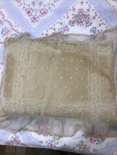 Antique French netting mesh feather pillow sepia tone Tambour picture