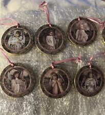 1997 Bradford Gold Trimmed Angel Ornaments Set Of 10 picture