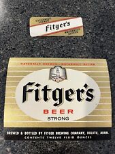 Vintage 12 oz. Fitger’s beer bottle & neck labels, Duluth Minnesota picture