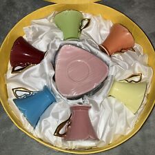 Vintage GNA Fine Porcelain Cups and Saucers Espresso, Set of 6, Made in Italy picture