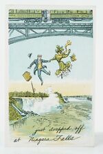 Niagara Falls Comic Postcard, Dropped Of Niagara Falls Scarce Postcard c.1909 picture