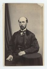 Antique CDV Circa 1870s Stern Looking Balding Man With Beard Sitting in Chair picture