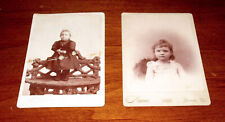 2 Antique Cabinet Cards Photographs young children Simes 1892 Prettyman Studios picture