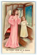 c1910's Greetings Easter Angels Cherubs Mother Child Religious Praying Postcard picture