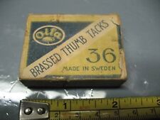OLFA   BRASSED  THUMB  TACKS  BOX (EMPTY)    SWEDEN  VINTAGE  ORIGINAL  INTACT   picture