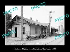 OLD LARGE HISTORIC PHOTO OF CHILHOWIE VIRGINIA THE RAILROAD DEPOT c1930 picture
