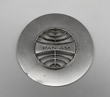LARGE Vtg PAN AM Airlines Metal Badge Brooch Pin, Stewardess 1960s 1970s picture