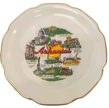 Vintage Collector's Plate Of State Of Arkansas USA With Popular Landmarks 22k picture