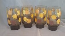 Vintage MCM Libbey Drink Glasses Groovy Daisy Flowers 5 1/2