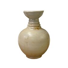 Chinese Handmade Ceramic Cream Off White Wide Vase Jar ws2723 picture