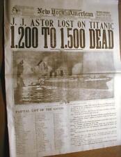 1912 reprint newspaper THE TITANIC SINKS w Best Headline & photo of the DISASTER picture