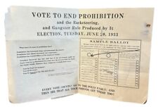 1933 Vote To End Prohibition Sample Ballot Repeal The 18th Amendment Rare picture