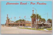 Clearwater Beach Florida~Pier Pavilion~Bathers on Roof~Vintage Postcard picture