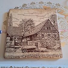 Vintage West Germany brown, cream Ceramic Tile Village picture
