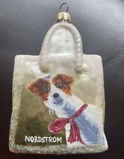 Nordstrom At Home Blown Glass Shopping Bag Christmas Ornament PUPPY RARE picture